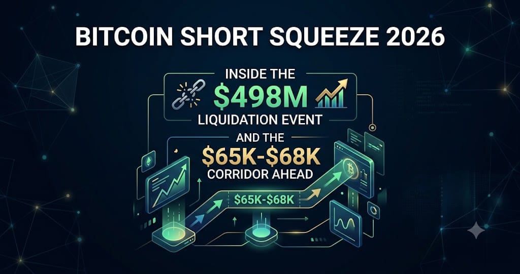 Bitcoin Short Squeeze 2026 Inside the $498M Liquidation Event and the $65K-$68K Corridor Ahead