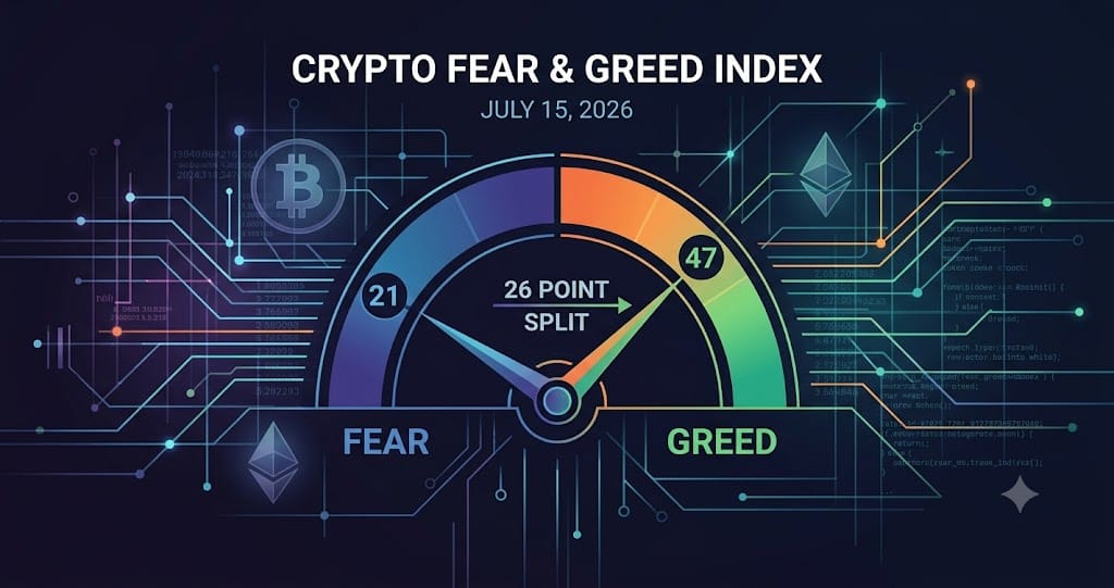 Crypto Fear and Greed Index Splits by 26 Points in a Single Day in 2026