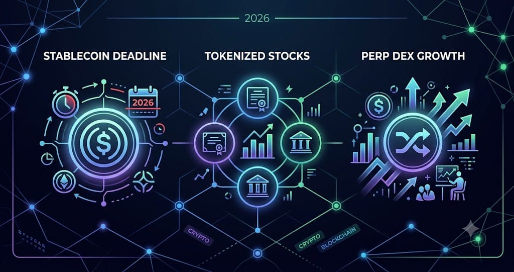 Stablecoin Deadline Tokenized Stocks and Perp DEX Growth Reshape Crypto in 2026